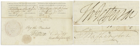 George Washington and Thomas Jefferson Signed Three-Language Ships Papers, Signed by Washington as President and Jefferson as Secretary of State -- With JSA COA